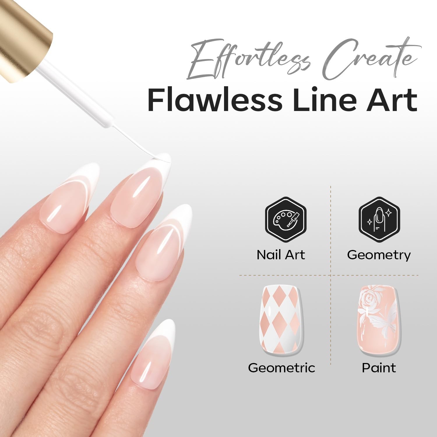 White French Tip Liner Gel Polish 15ML Nail Art Paint Swirl DIY Home Salon