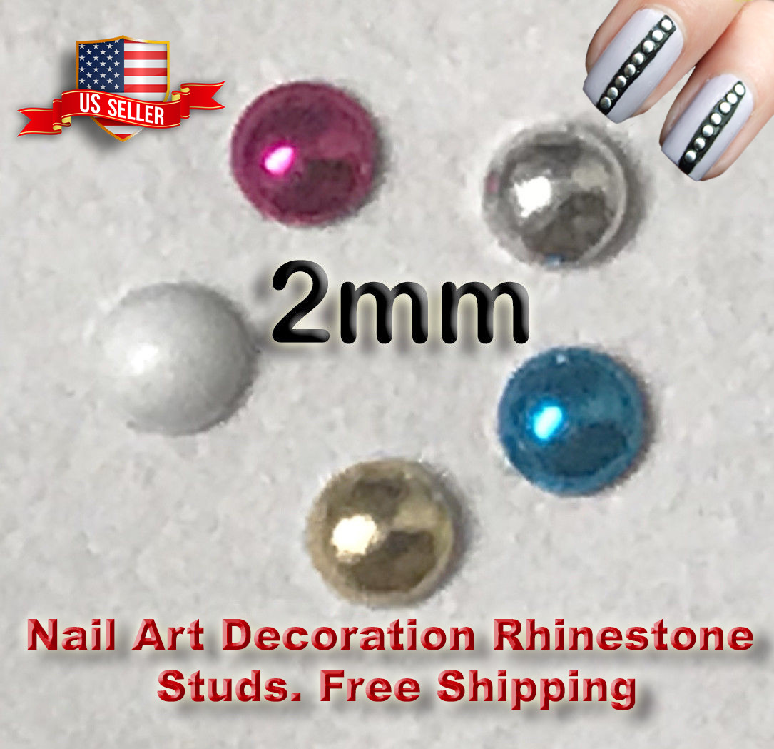 500 round half 2mm metal 3D nail art decoration rhinestone studs accessories