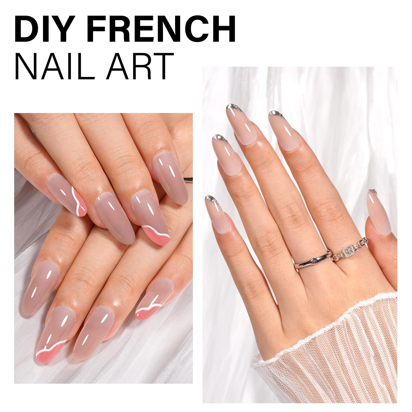 AILLSA Medium Gel Nail Tips Oval Shape 5 Natural Oval,
