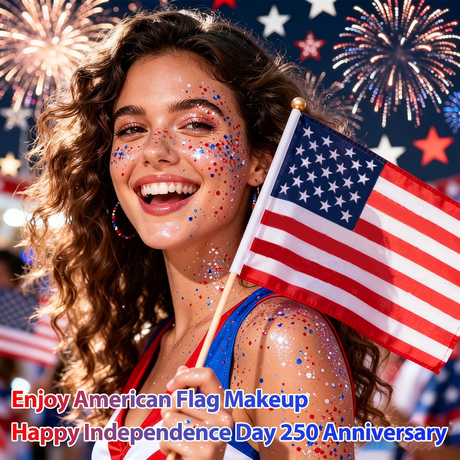 50ML Body Glitter Gel, Red White Blue 4th of July Chunky Glitter for Face Hai…