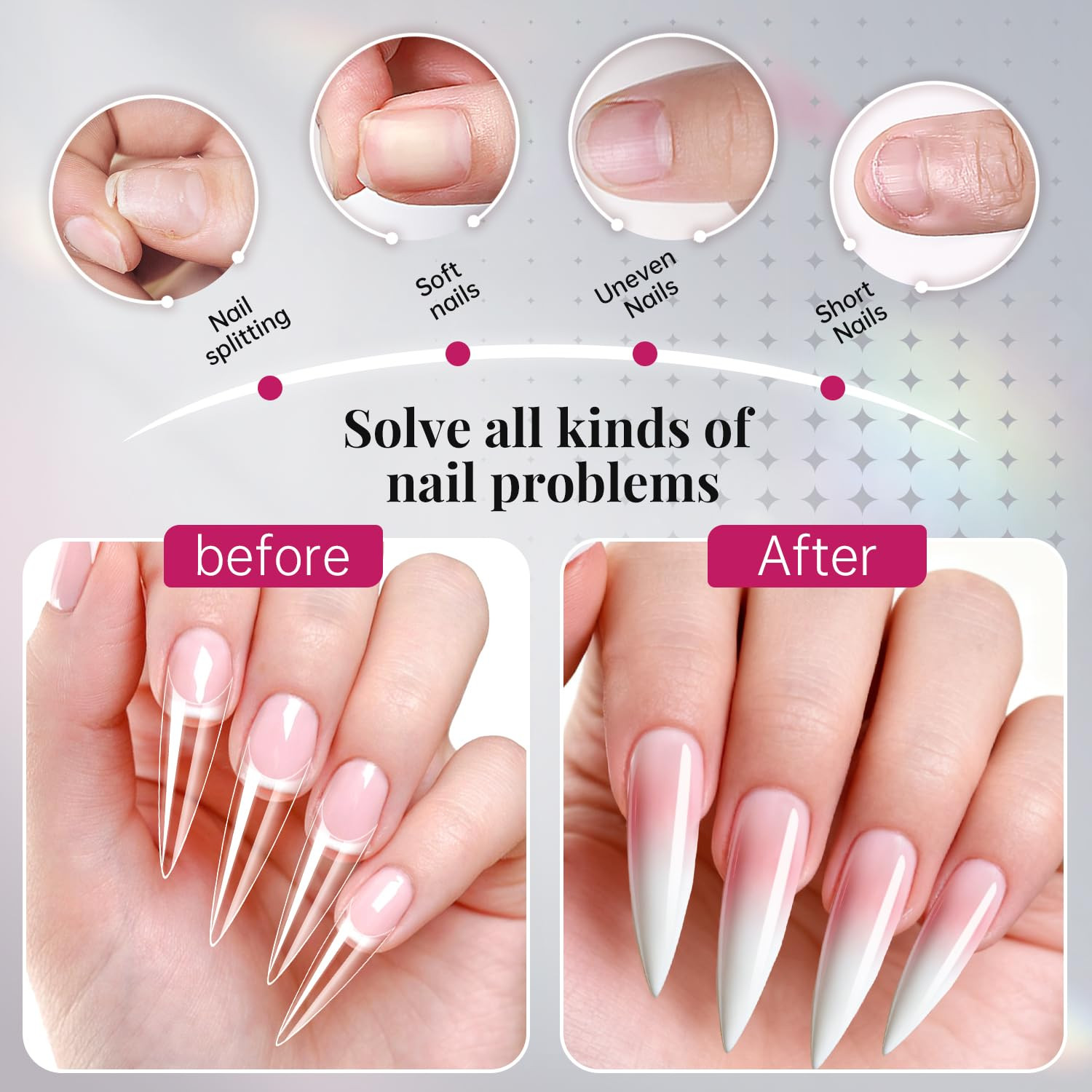 Extra Long Stiletto Nail Tips – 500PCS False Clear Nais with 10 Sizes Half Cover