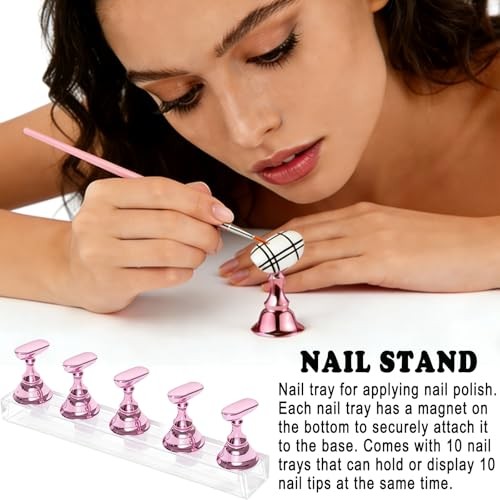 Nail Art Brushes Set, Nail Stand, Liner Pens and Dotting Tool for Nail Art