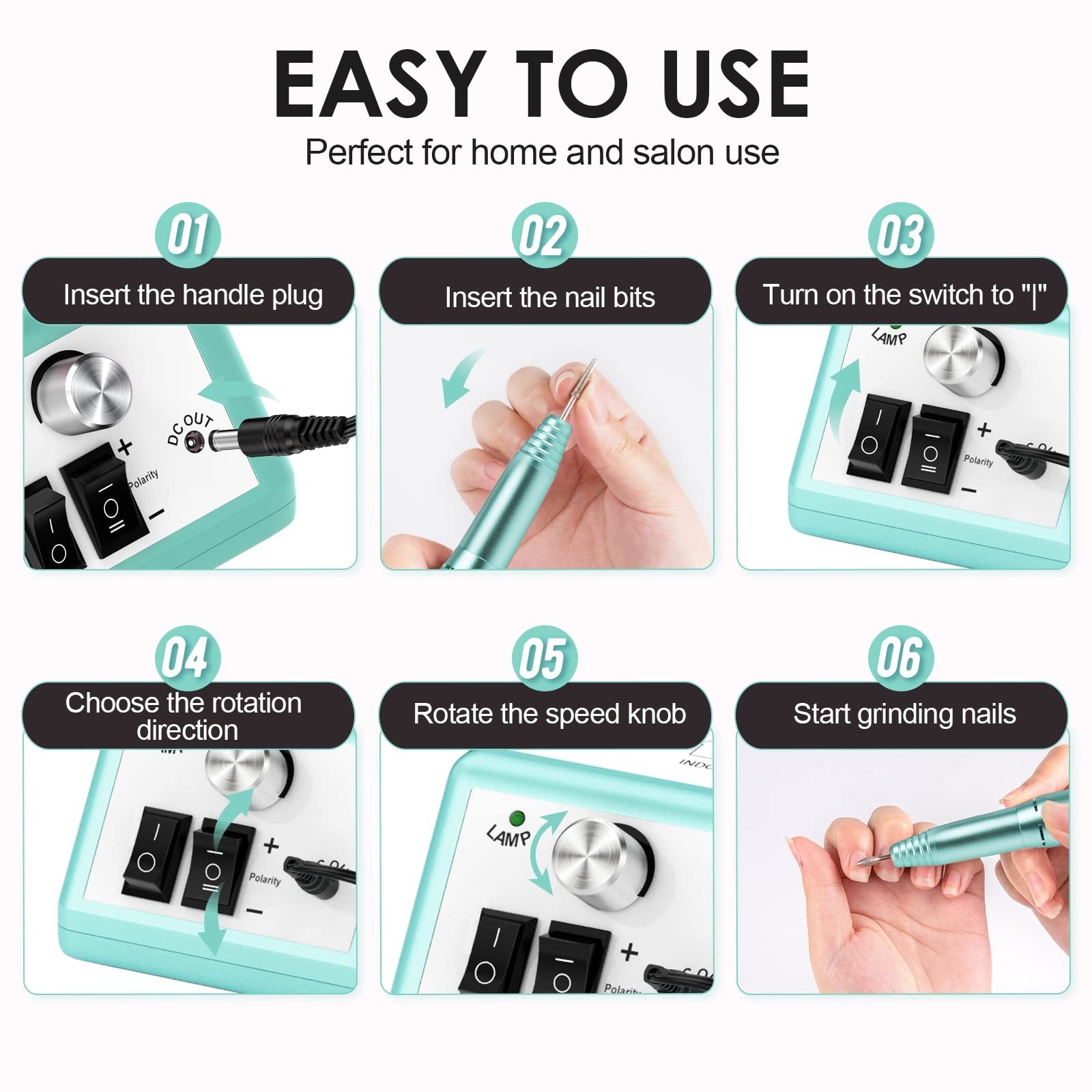 SUBAY Professional Finger Toe Nail Care Electric Nail Drill Machine Manicure …