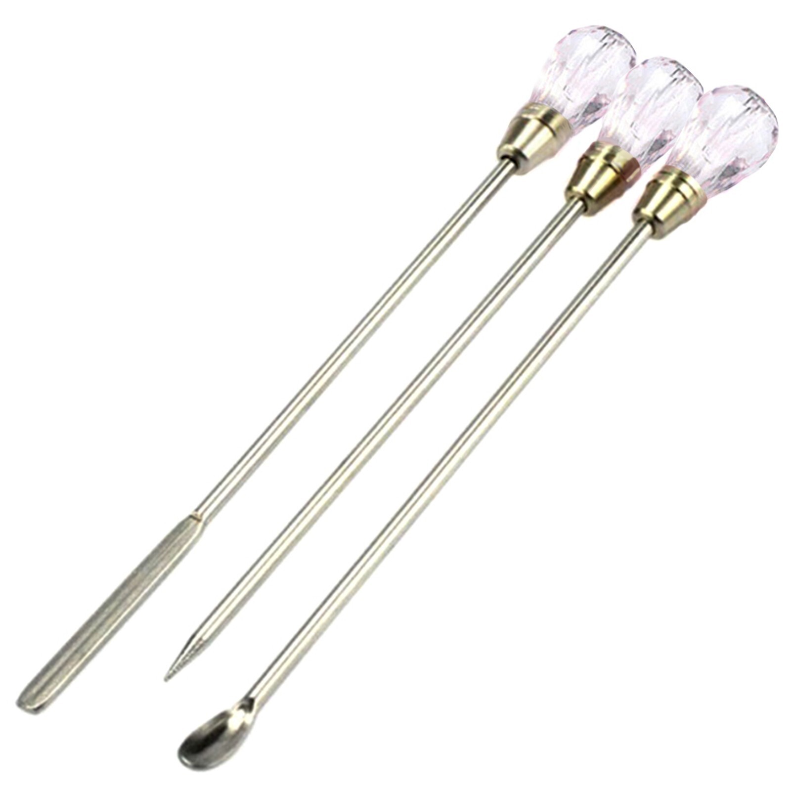 3pcs Gel Acrylic Glitter Powder Mixing Nail Art Stirring Rod Spoon Spatula