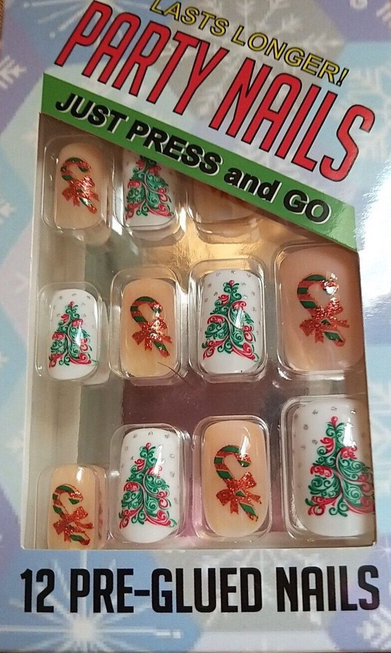 Christmas Fake Nails Press on Nails Short Square Nails Set of 4Packs