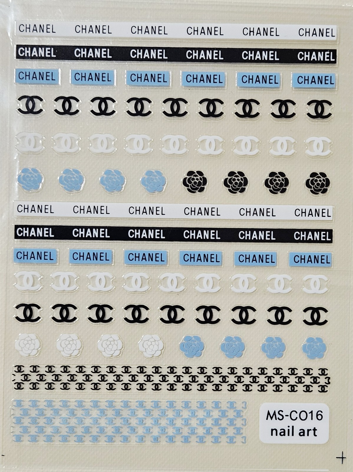 NWT NAIL ART DESIGN SELF-SEAL STICKERS SOLID BLACK, WHITE & BLUE!