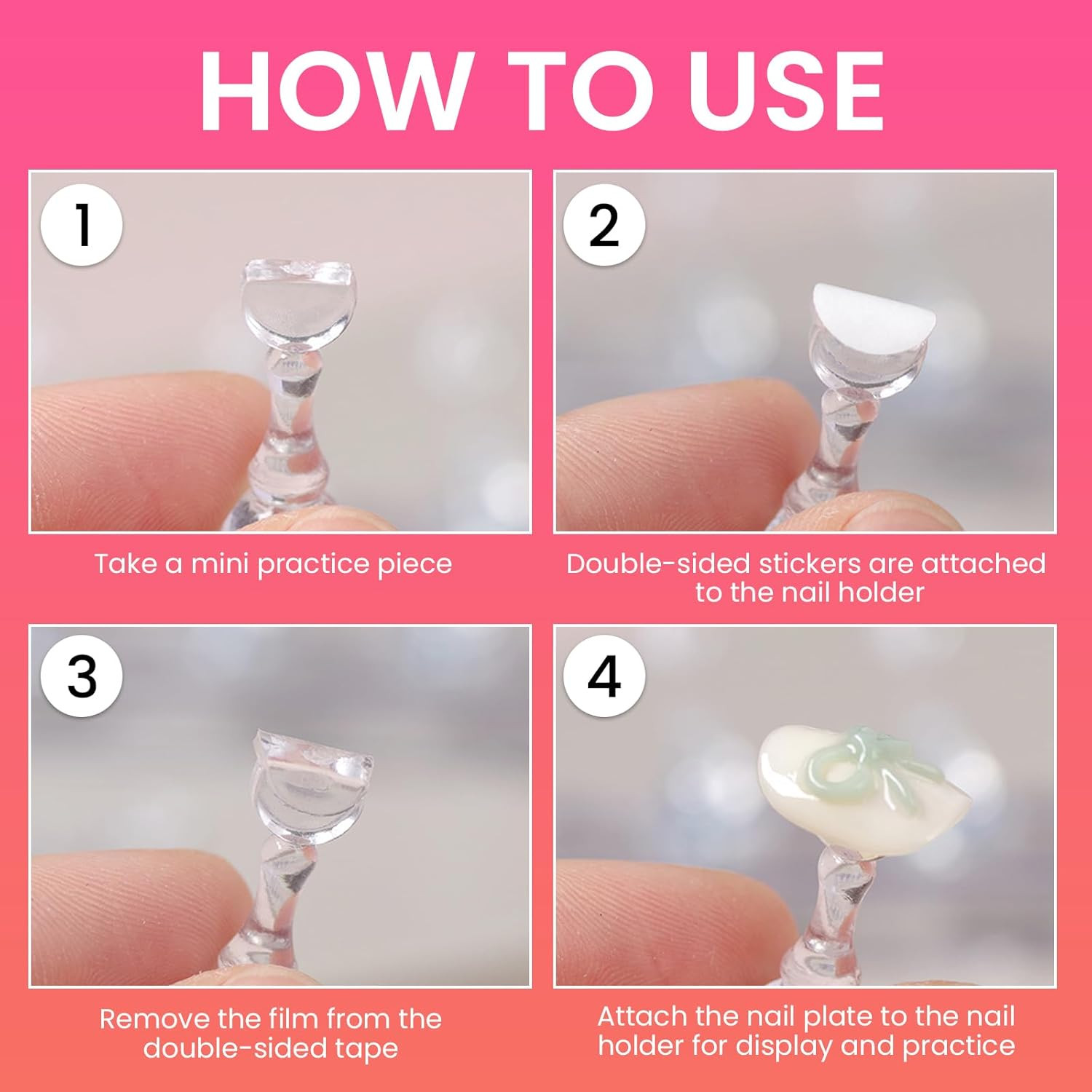 Nail Stand for Press On Art Display Practice 2 Set, 1 Heart Shaped Acrylic Magne
