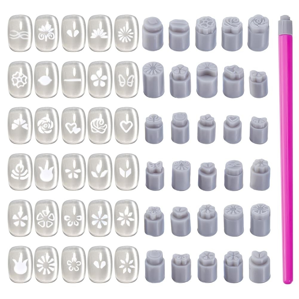 30Pcs Nail Art Stamp Pen Set – Silicone Shapes, Flower & Butterfly Designs for D