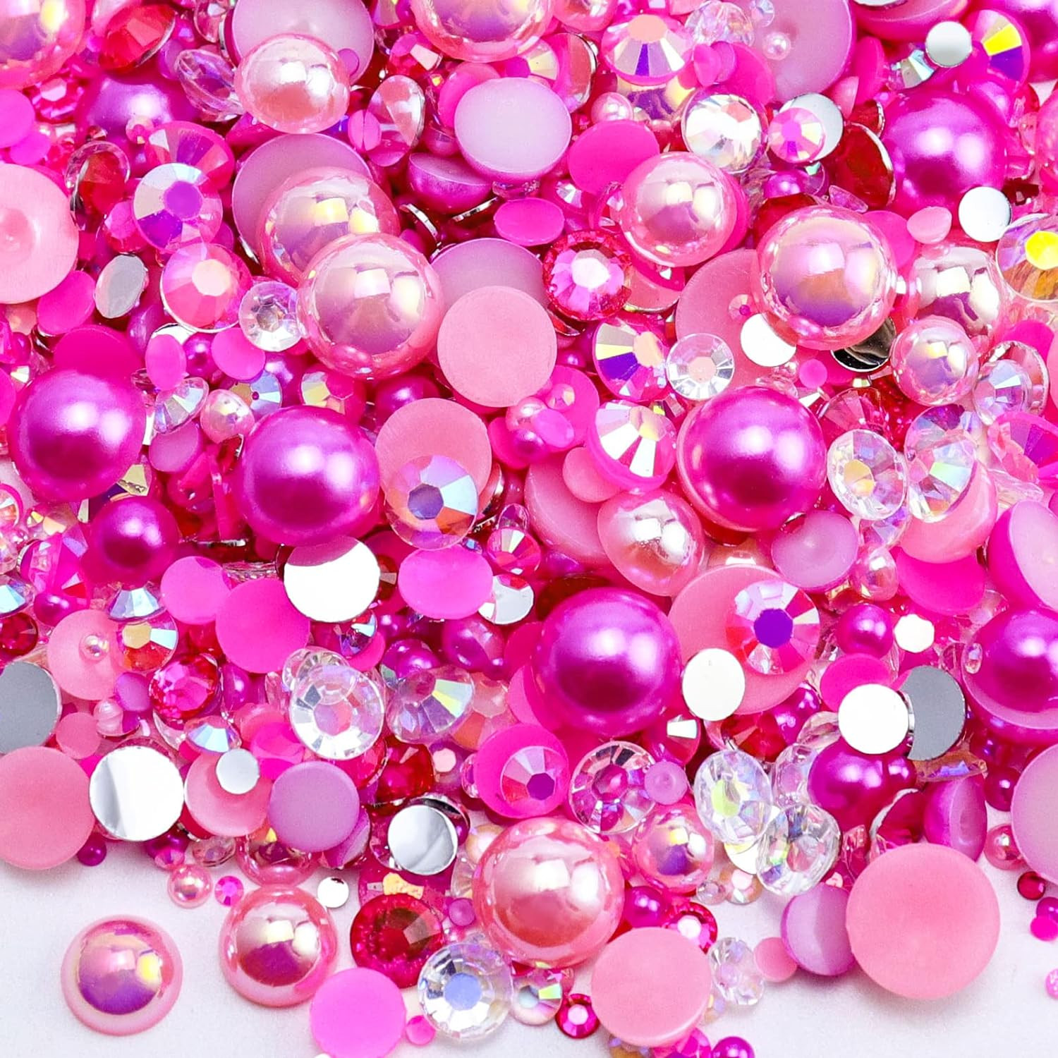 60G Mix Flatback Pearls and Rhinestones for Crafts, 3620PCS for Tumblers Nail Fa