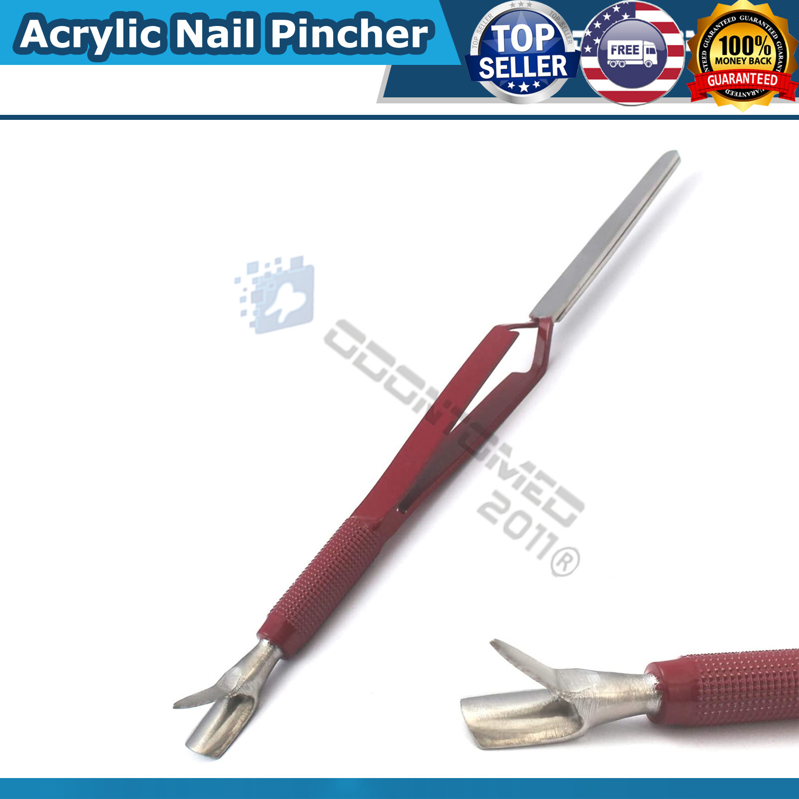 Acrylic Nail Pincher Tweezer Magic Wand, Cutical Pusher, Artificial nails RED
