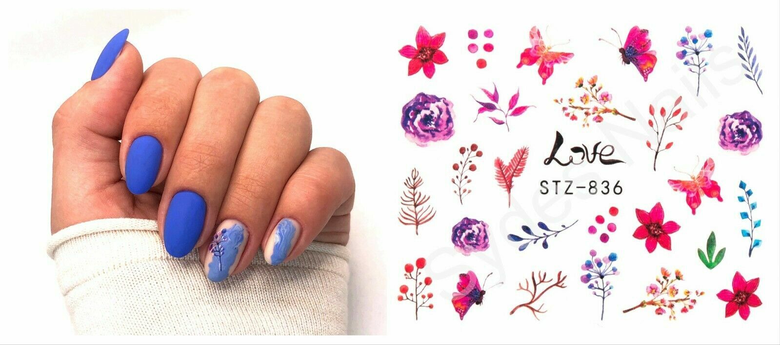 28 Pages Nail Art Water Transfer Sticker Flower Leaves Butterfly Flamingo Bird