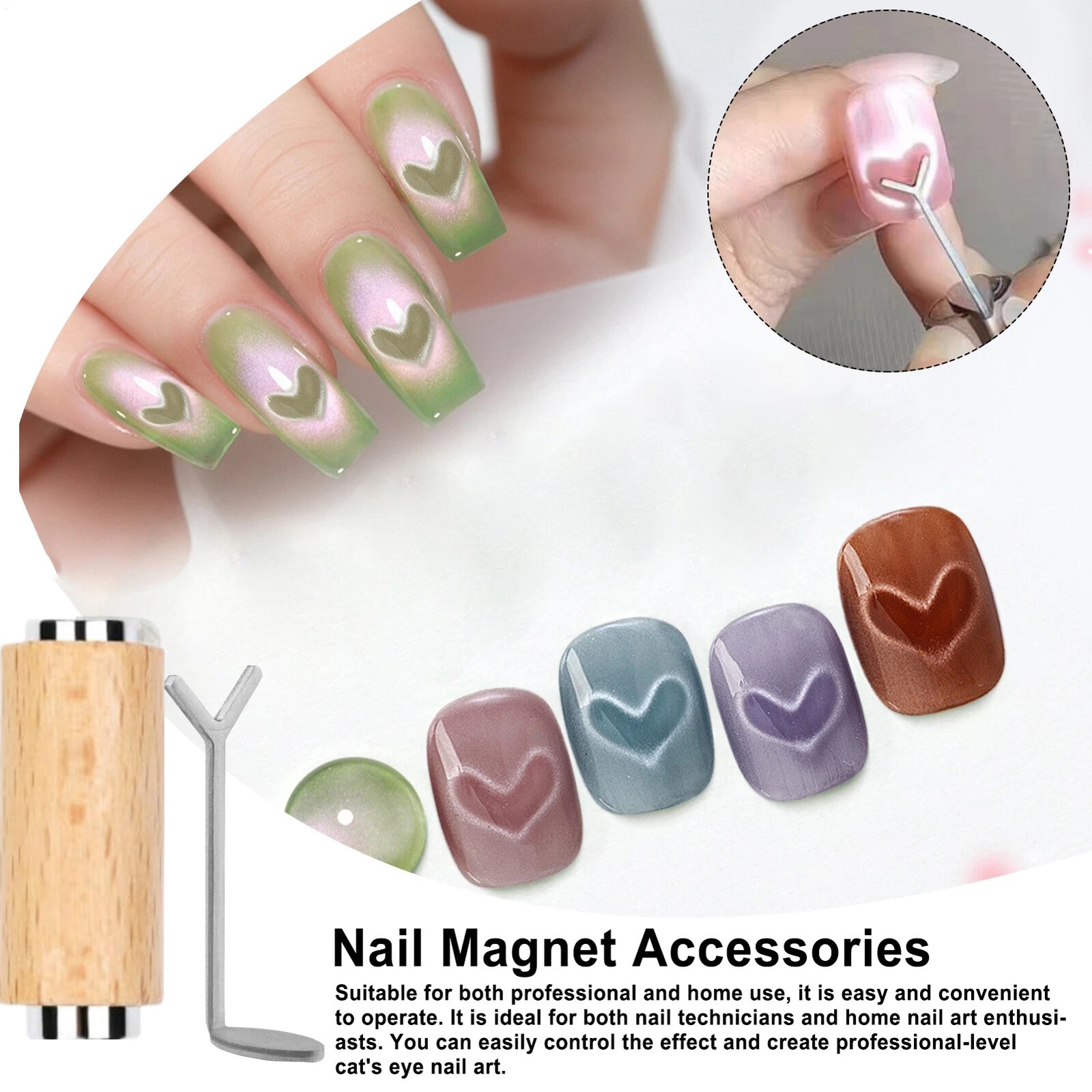Heart Cat Eye Magnet for Nails, Nail Art Pen Tool DIY Manicure Kit