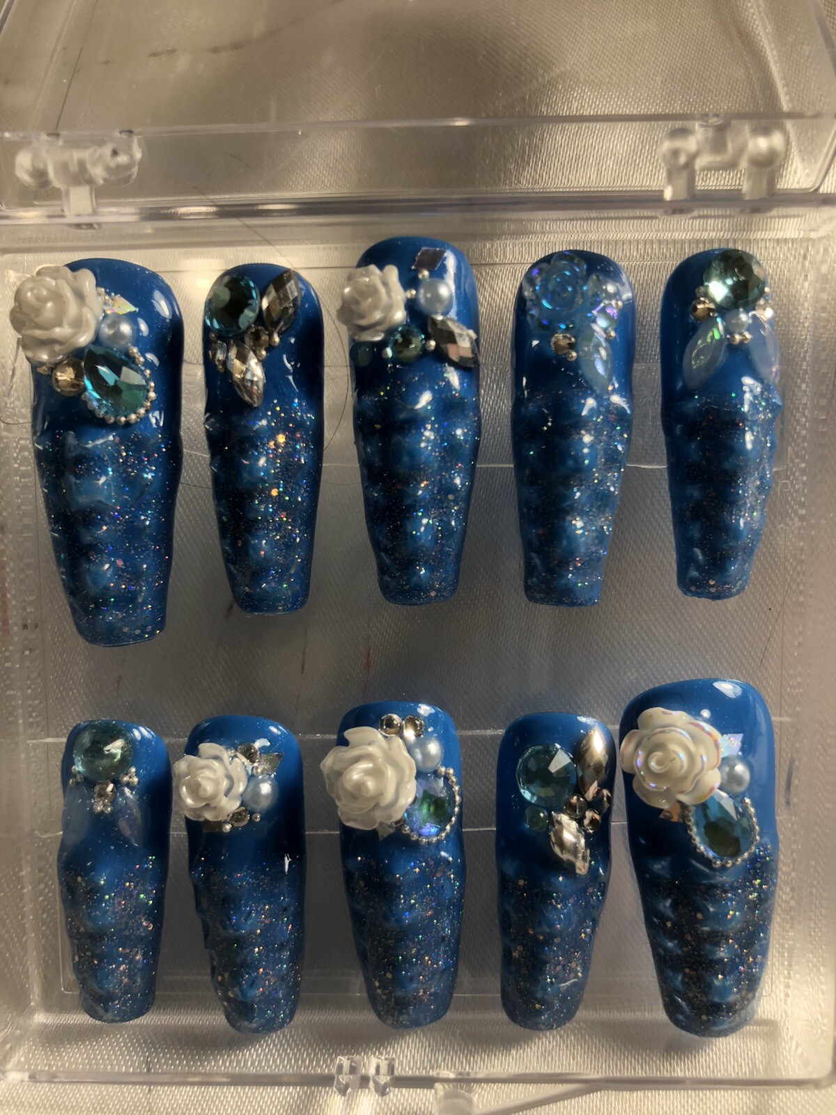 Z NAILZ! Z CLAWZ! Gorgeous Aqua Set Of Alligator Skin Textured Press On Nails