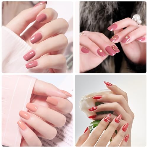20 Sheets 280 Pcs Red&Pink Nail Polish Strips for Women Set 3 Red Pink Solid