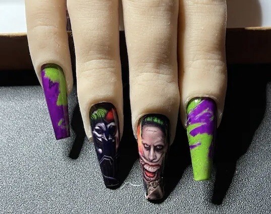 Joker Harley Quinn Psychedelic Halloween Nail Art decals Waterslide Nail Design