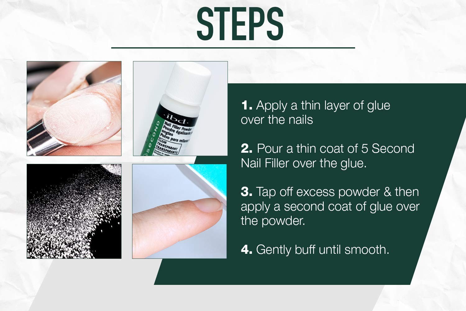 IBD 5 Second Nail Filler Powder – 0.14 Ounce (Pack of 3),