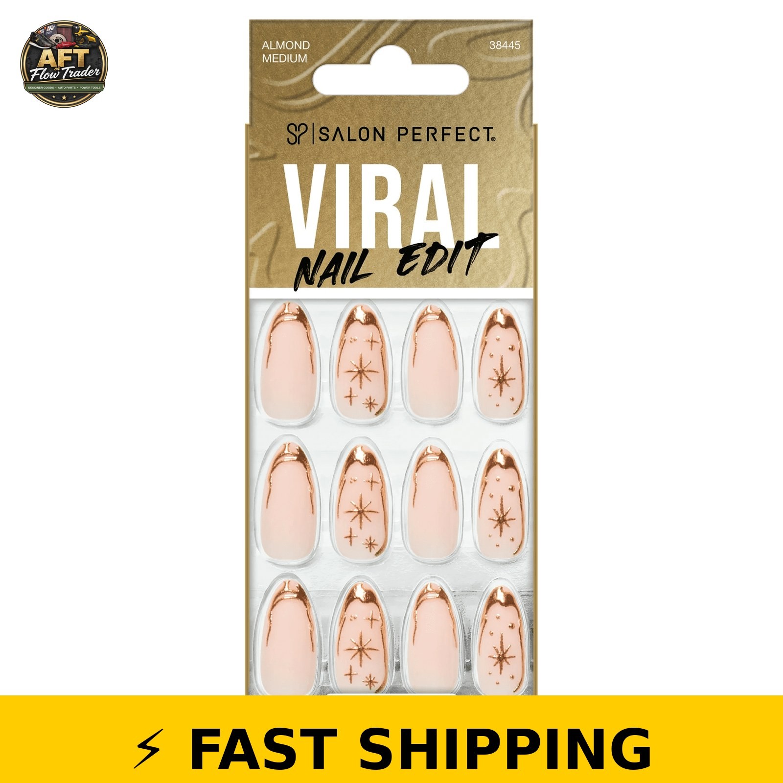 Salon Perfect 308 Viral Nail Edit – Gold Cosmic Press On Nails