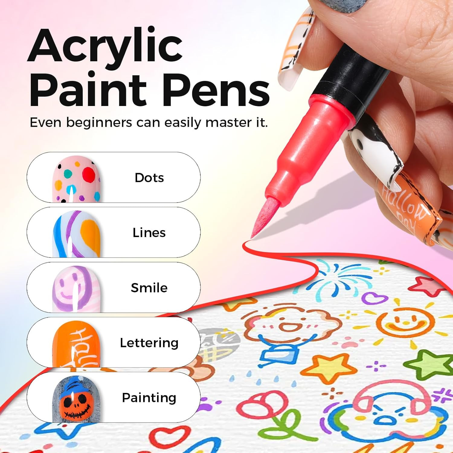 48 Colors Nail Art Pens Set for DIY Manicure, 0.7Mm Dual-Tip | Quick Dry, Non-To