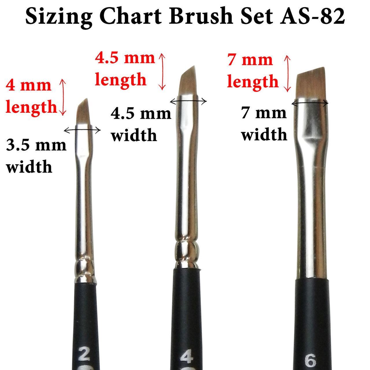 AS-82 Kolinsky Pure Sable Angle Shader Brush Set 3 pcs