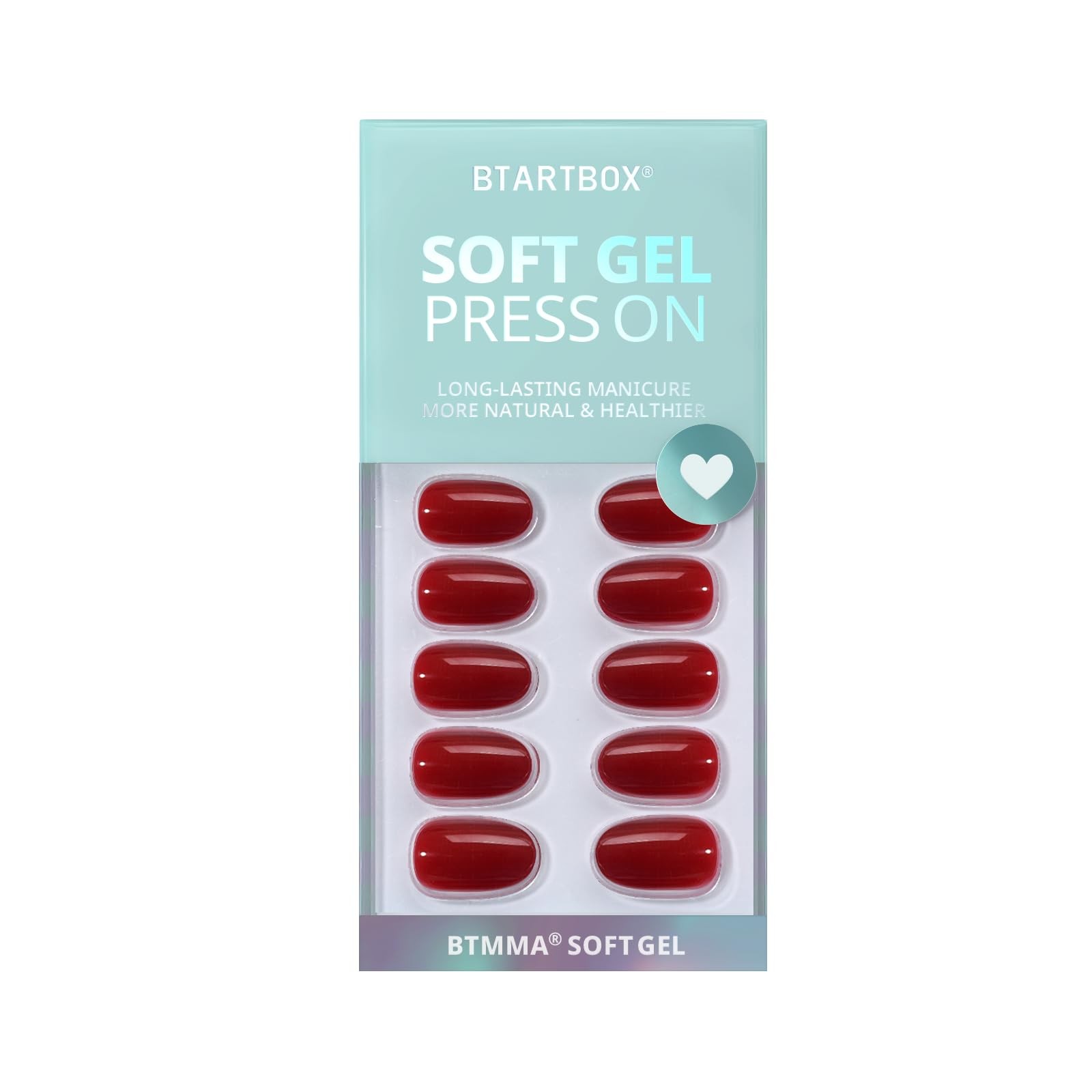 BTArtbox Press On Nails, Cardinal, Short 1 Count (Pack of 1), 18-Cardinal
