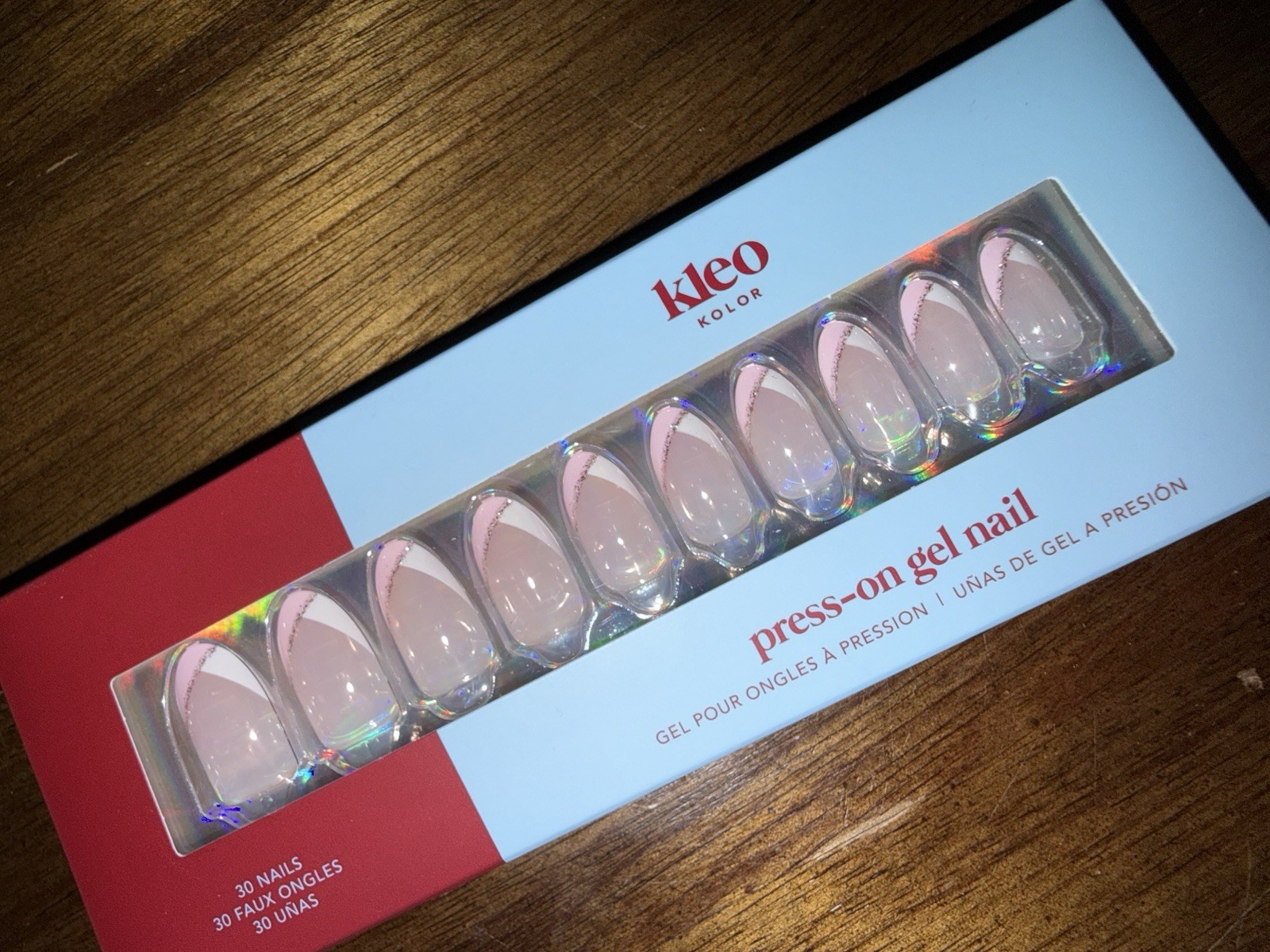 New Kleo Kolor Press-On Gel Nails – Etiole de Ballet – Long Almond French