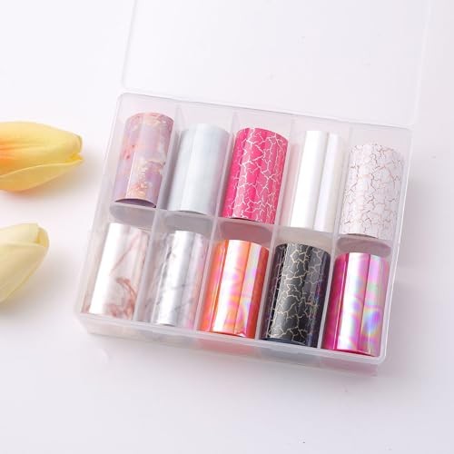 Iridescent Nail Foil Sheets – Holographic, Starry Sky, Marble, Neon Nail Kit2