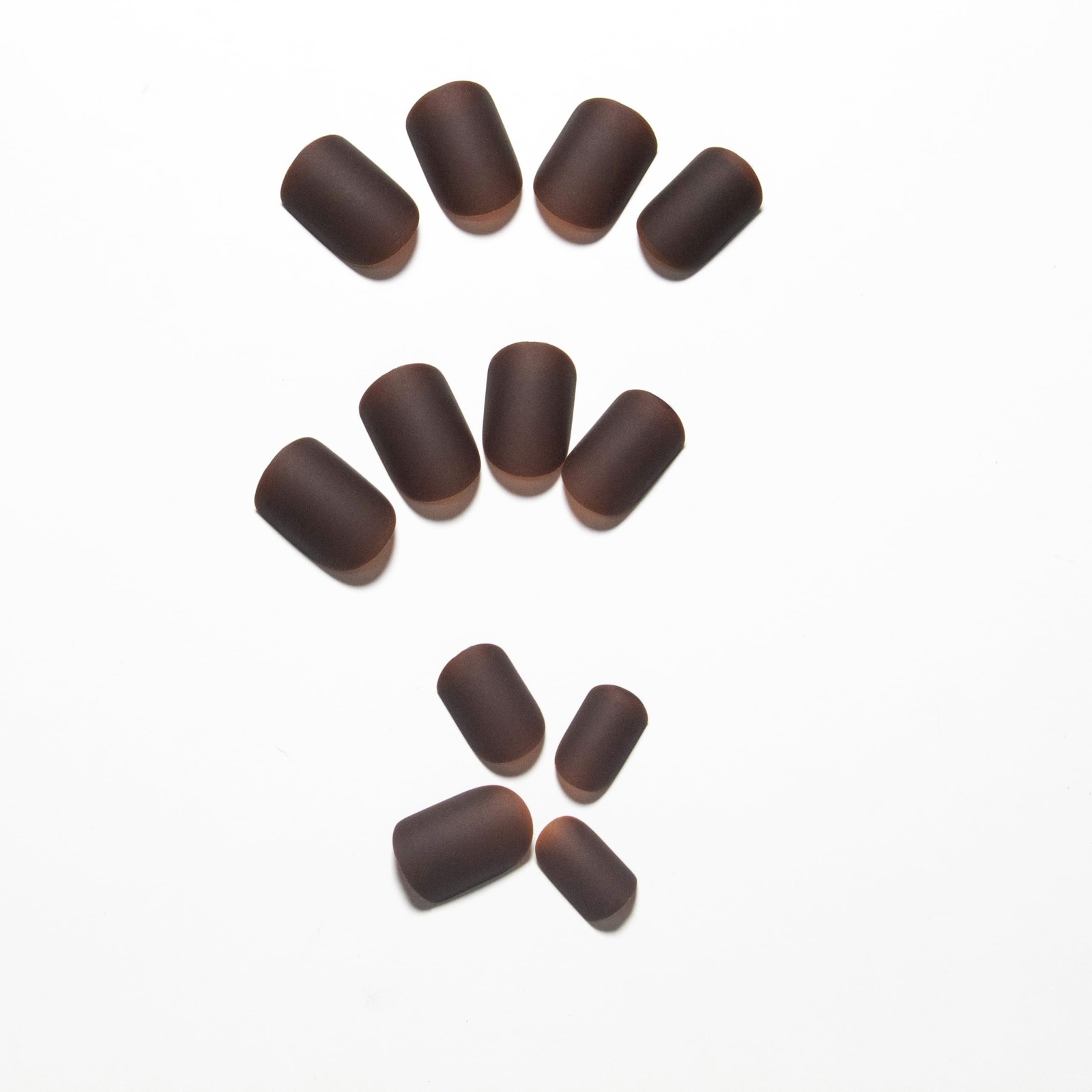 Matte Maroon Brown Press Nails Short Square Acrylic Natural Fake Coffin Pure