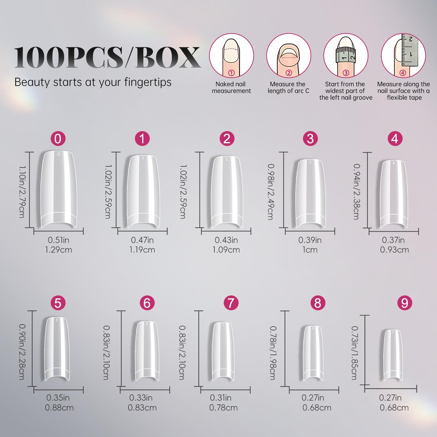 krofaue 100PCS Clear False French Nail Kit, Kit