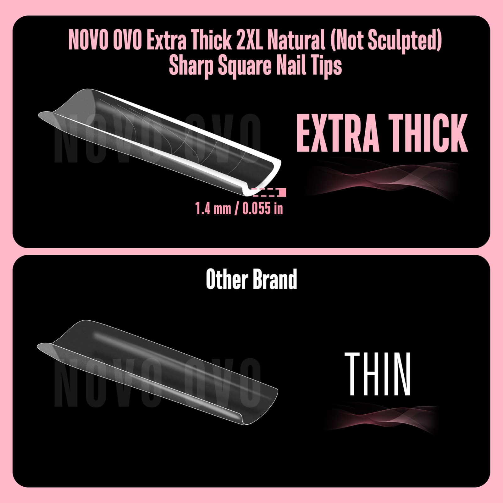 XXL Sharp Square Natural (not Sculpted) Nail Tip, Extra Thick False Nails Pre…