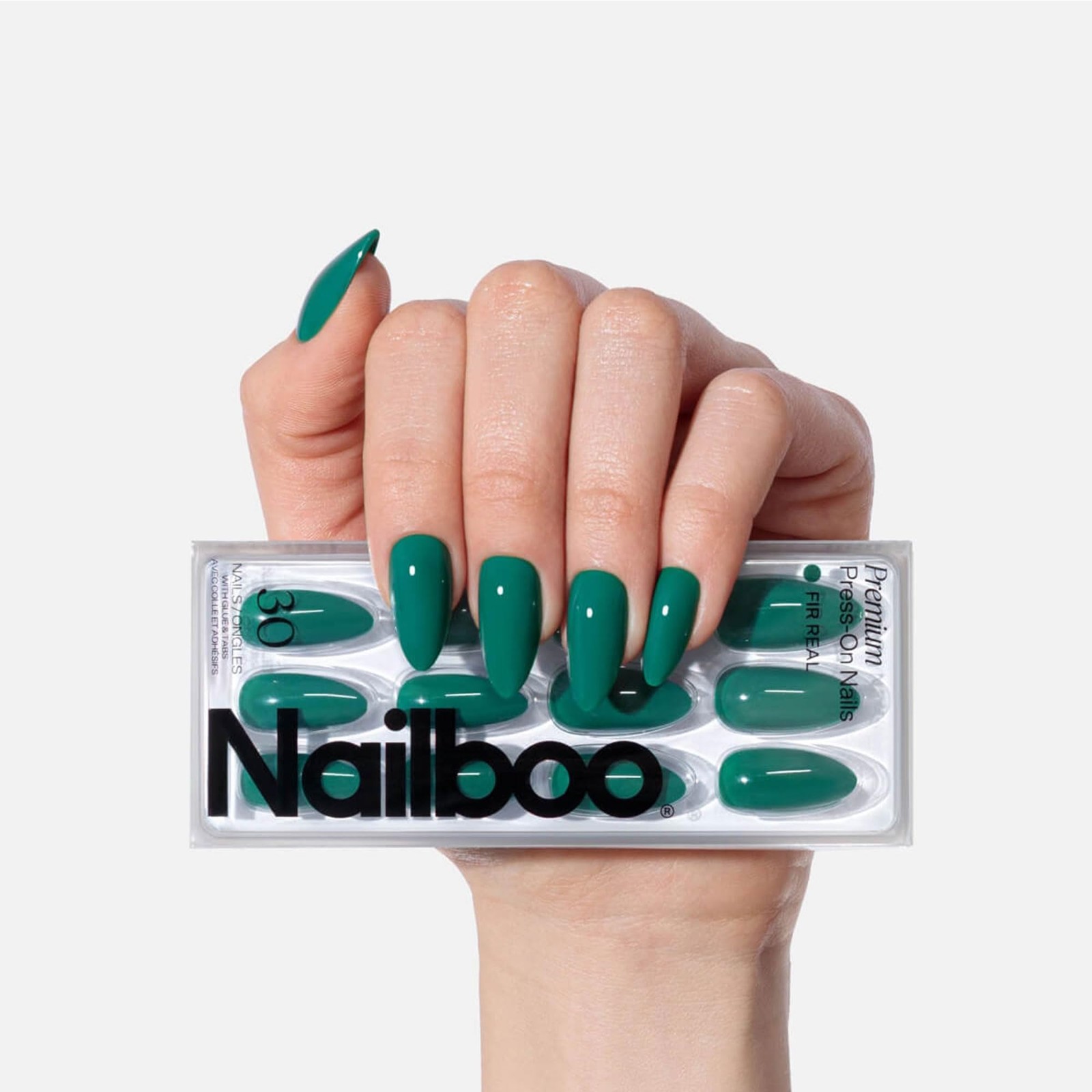 Nailboo Press On Nails, Salon-Quality Reusable 30 Count (Pack of 1), Fir Real