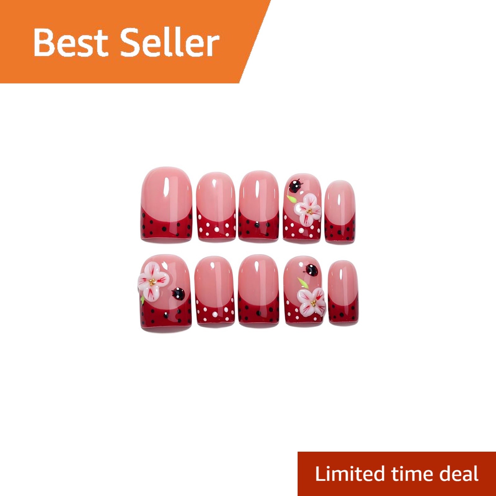 EasierGlow Y230 S Handmade French Nails Nude Red Dot