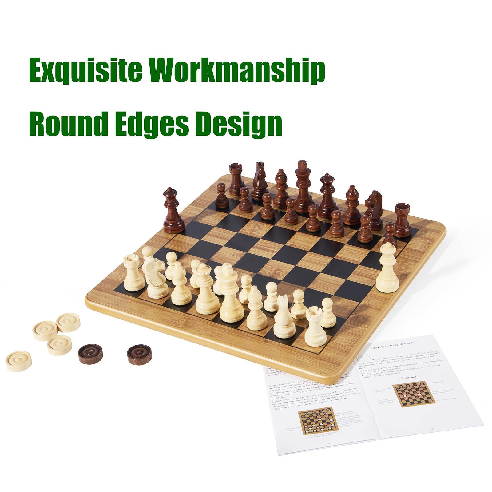 VAMSLOVE Wooden Chess Checkers 11.5 inches x x 0.5