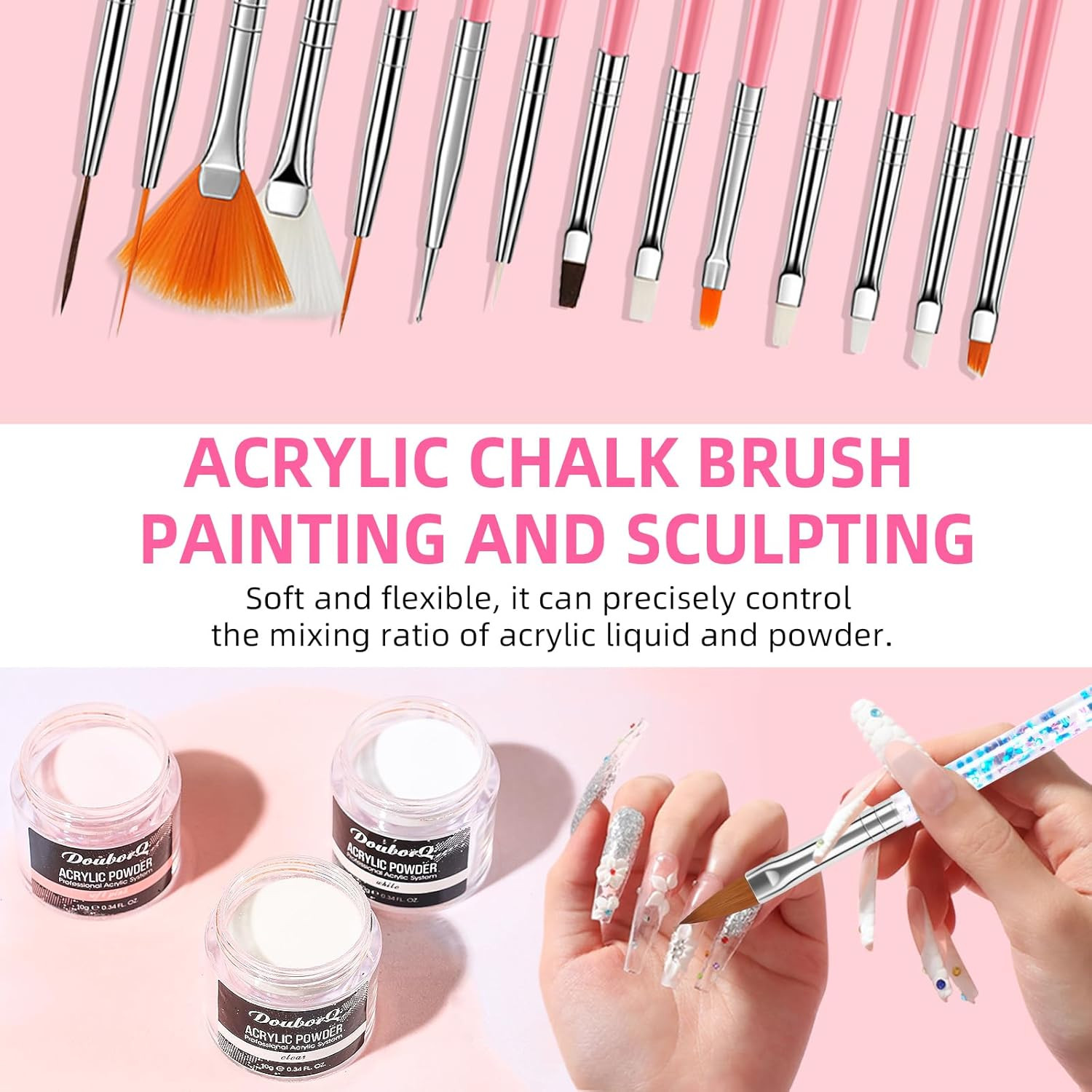 Acrylic Nail Art Kit for Beginners with U V Lamp and Drill | Complete Manicure S