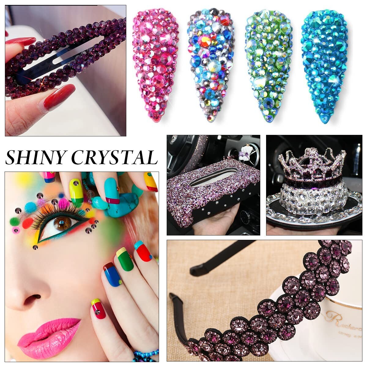 288 720 1440p Amethyst Nail Art Rhinestones Flatback Glitter 3D Tips Decoration