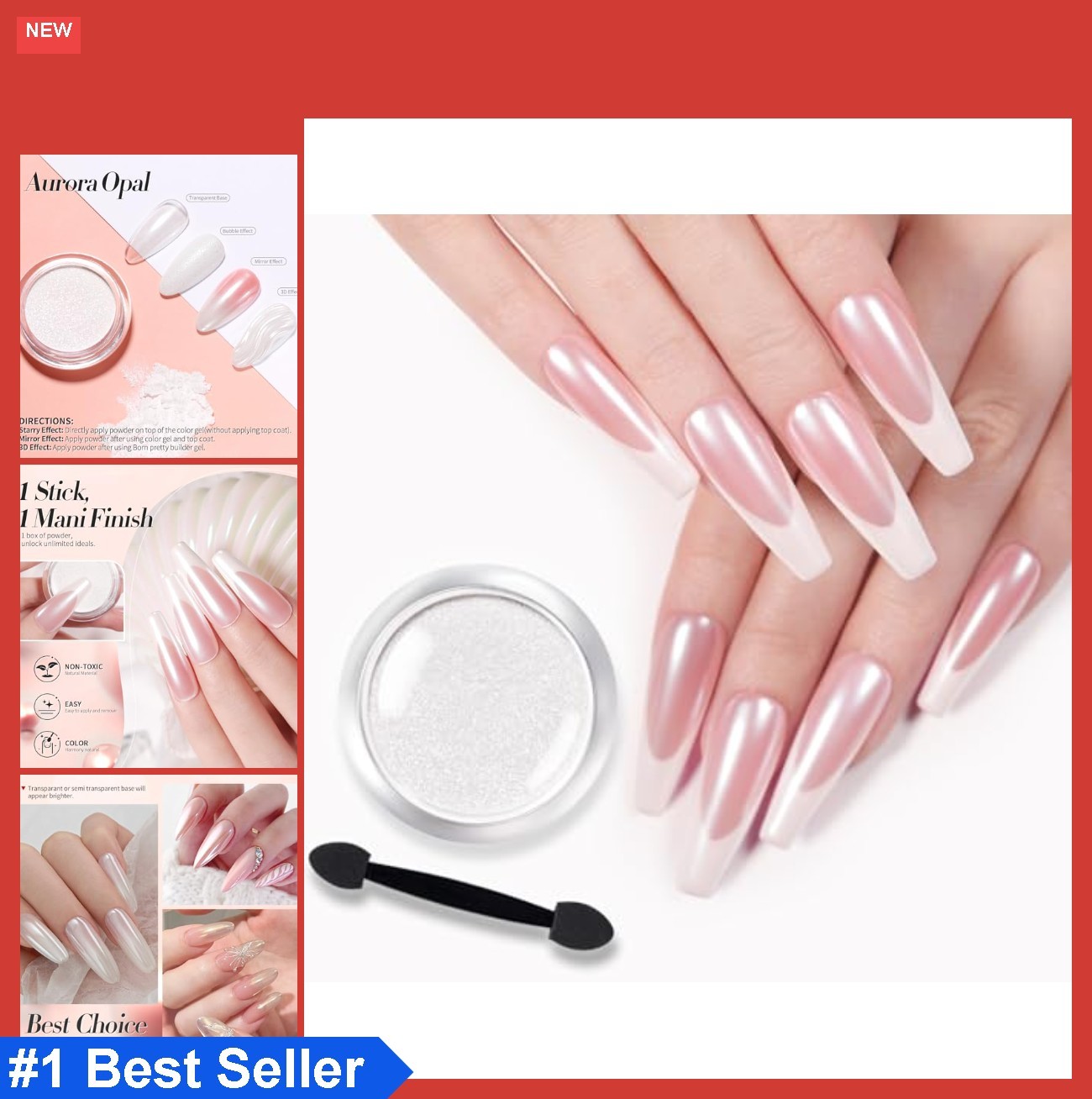 White Pearl Chrome Nail Powder Iridescent Mermaid Pigment for Acrylic Gel Nail