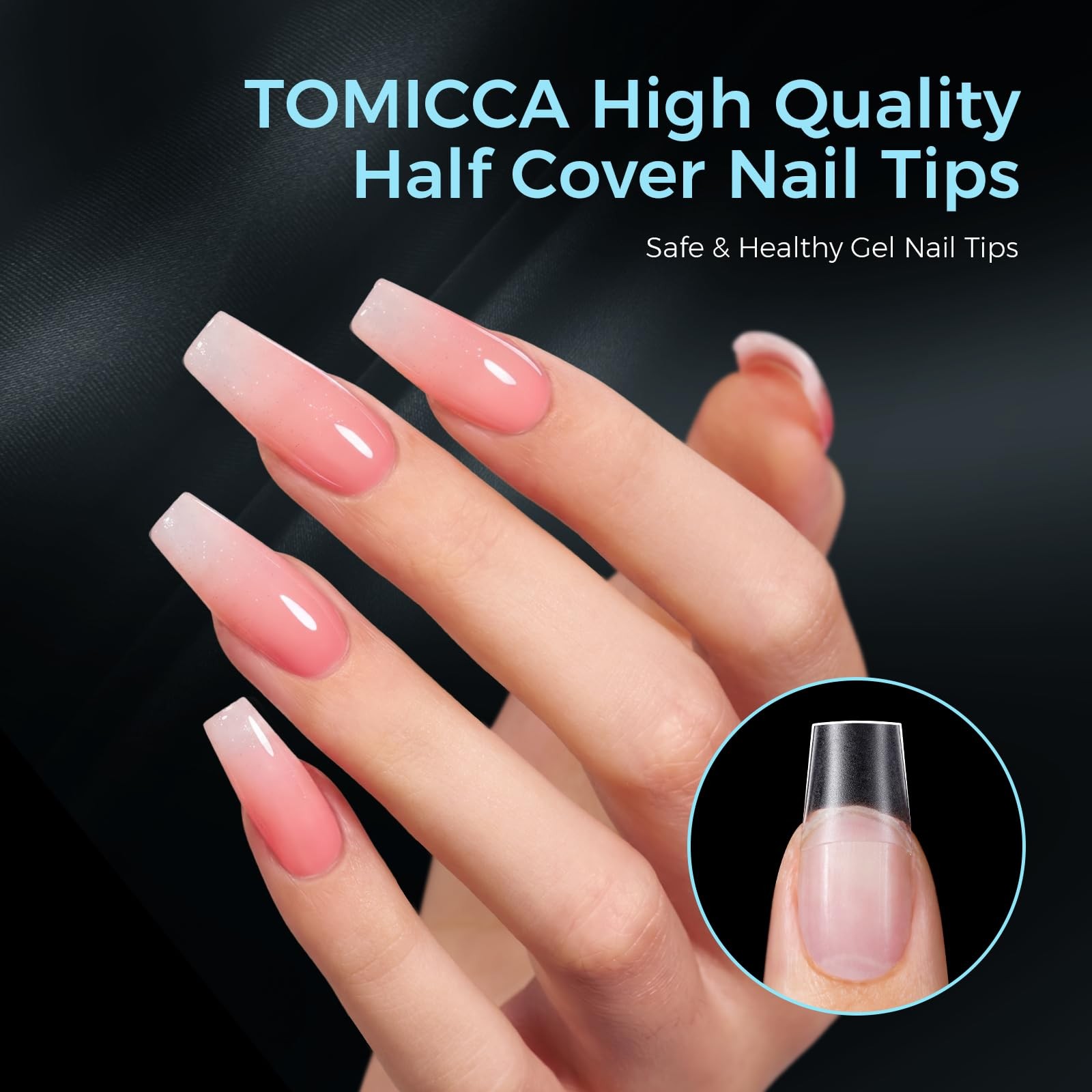 TOMICCA Short Coffin Nail Tip 510pcs Half Cover Nail Tips, 12 Sizes Full Matt…