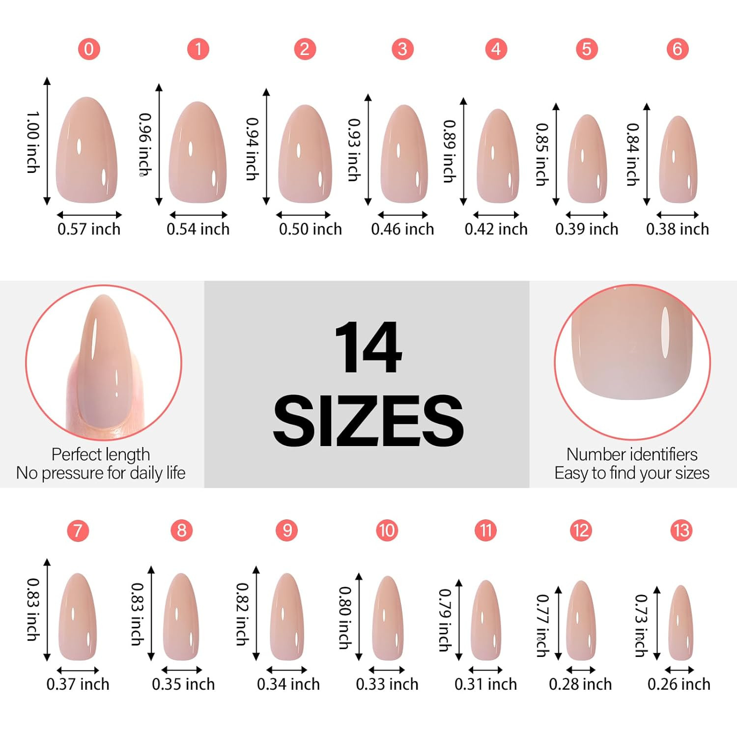 AILLSA Press on Nails Almond 140 PCS Fake Nails 4 in 1 Medium Glossy Nude Nails