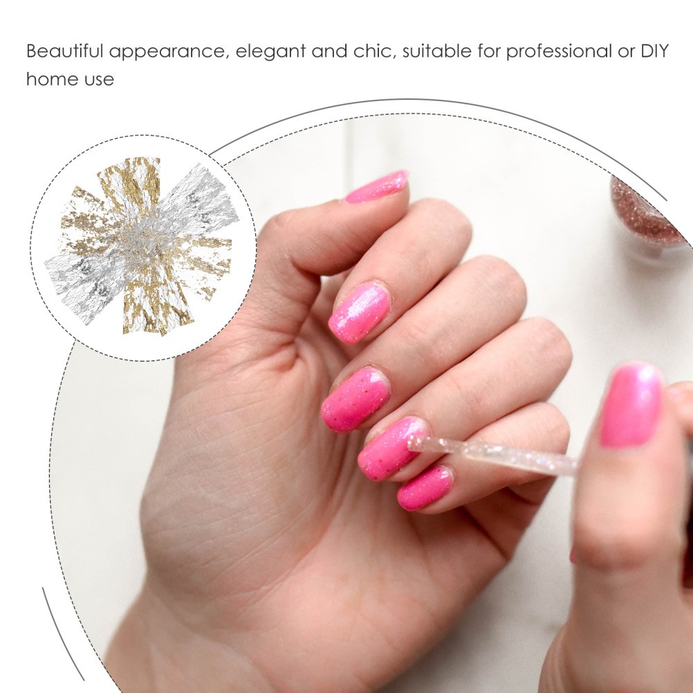 6Pcs Nail Art Flat Tips Gold Foil Assorted Color DIY Manicure Decor