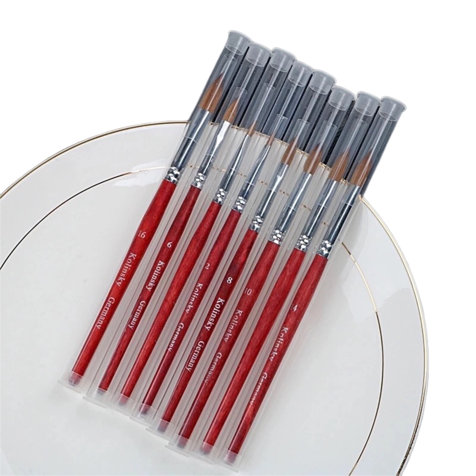 Ex kolinsky Acrylic Nail Brush Red Wood Size #2+#4+#6+#8+#10+#12+#14