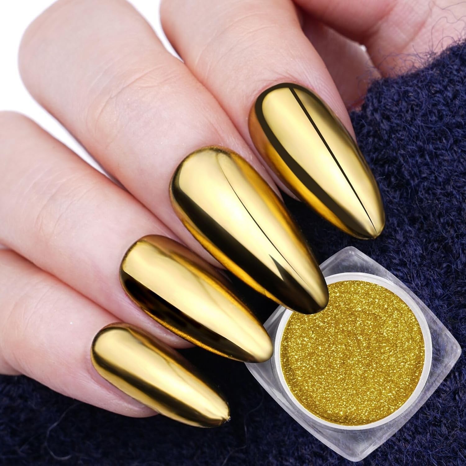 Gold Chrome Nail Powder, Gold Chrome Powder for Nails Mirror Nail Chrome Powd…