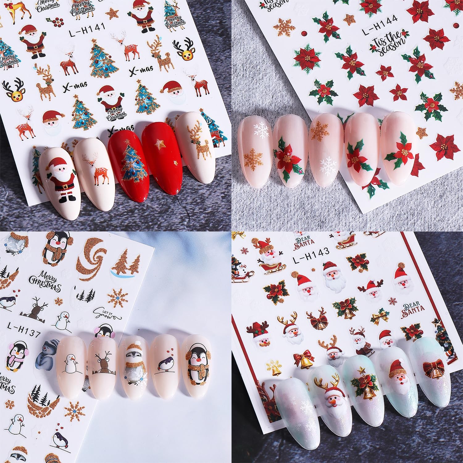 Generic Christmas Nail Stickers Snowflake Trees Elk Crutch
