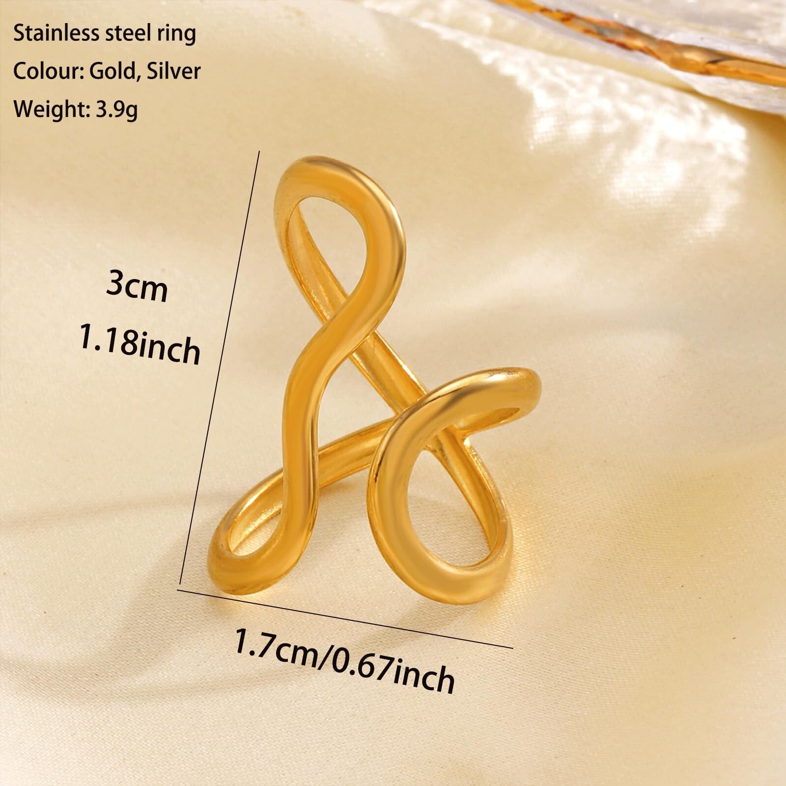Otxas Chunky Gold Rings for Women Non Tarnish Adjustable Statement Rings Irre…