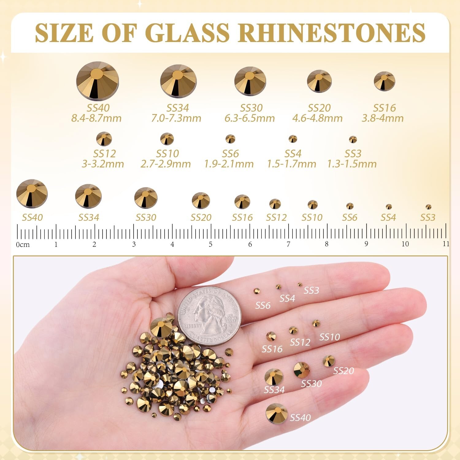 288 720 1440p Aurum Rhinestones FlatBack Glitter Diamond Gems 3D Nail Art Decor