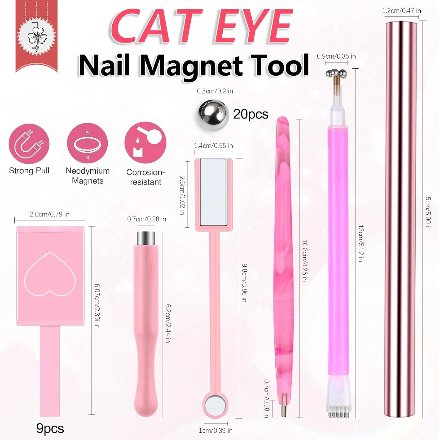 Cat Eye Nail Magnet Tool, 34Pcs Cat Eye Magnet for Nails, Strong Magnetic Gel Na