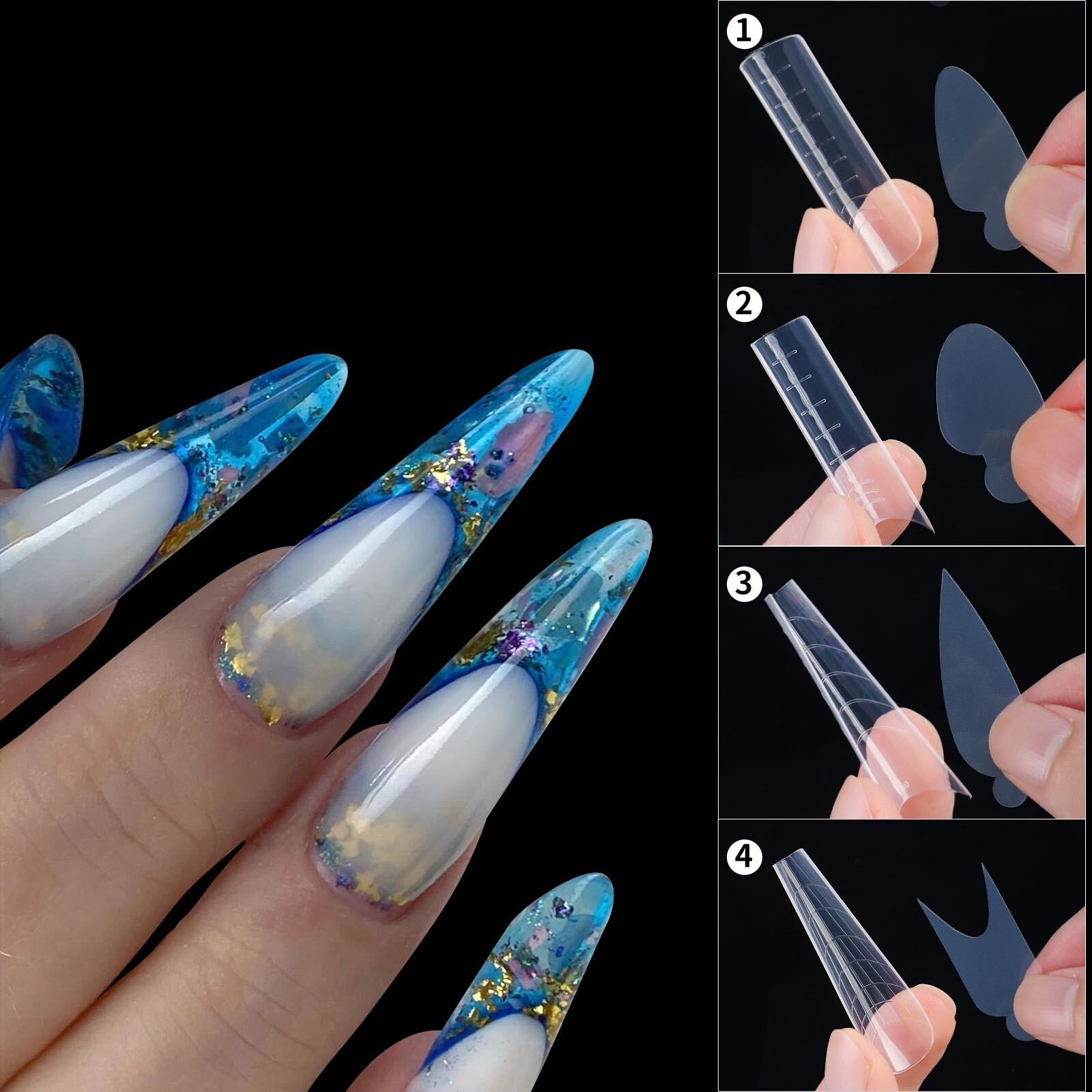 288Pcs/Box Poly Nail Gel Extension Mold Tips Nail Art Dual Quick Building Forms