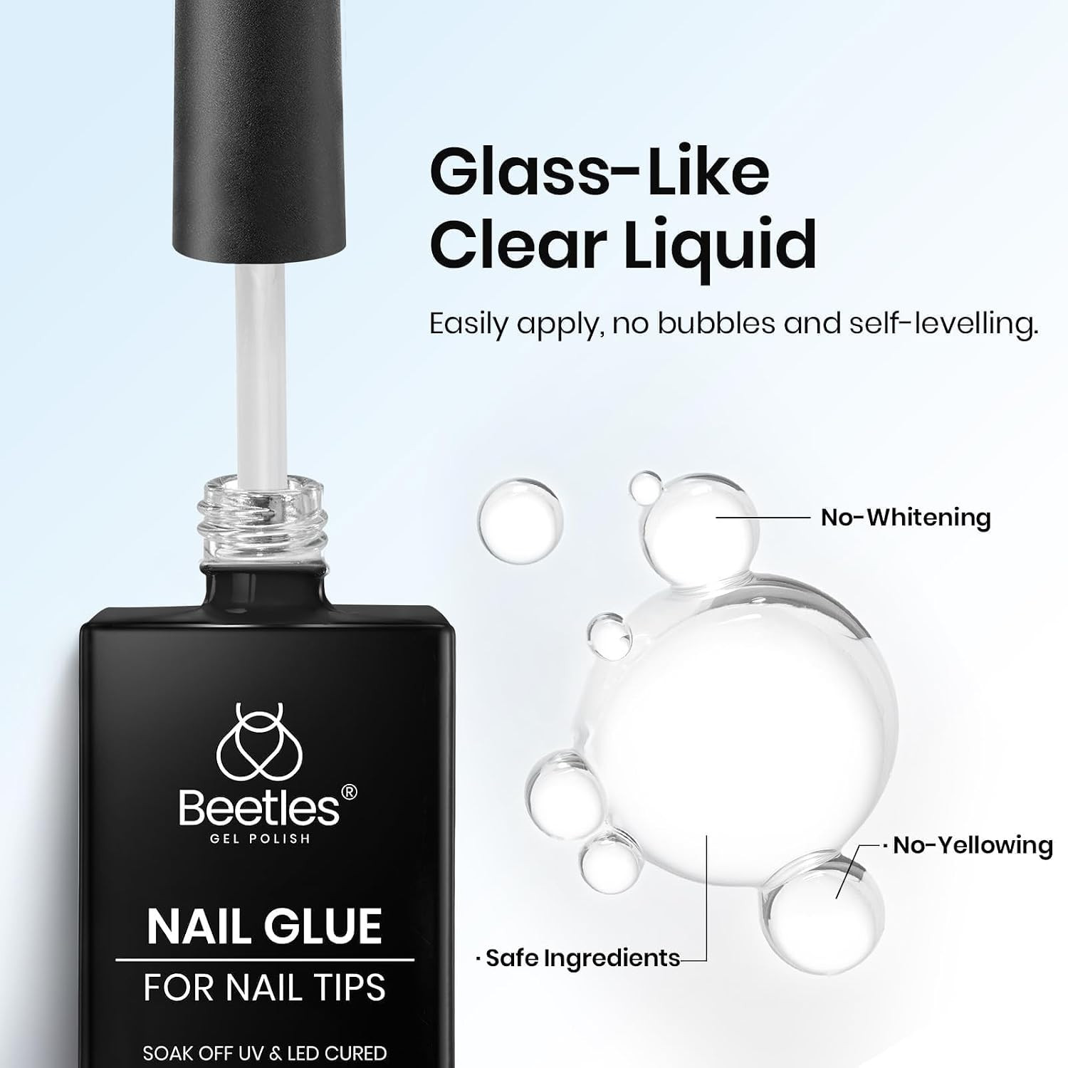 Beetles 9 in 1 Nail Glue Gel for Nail Tips and Clear Acrylic Nails Long Lasting,