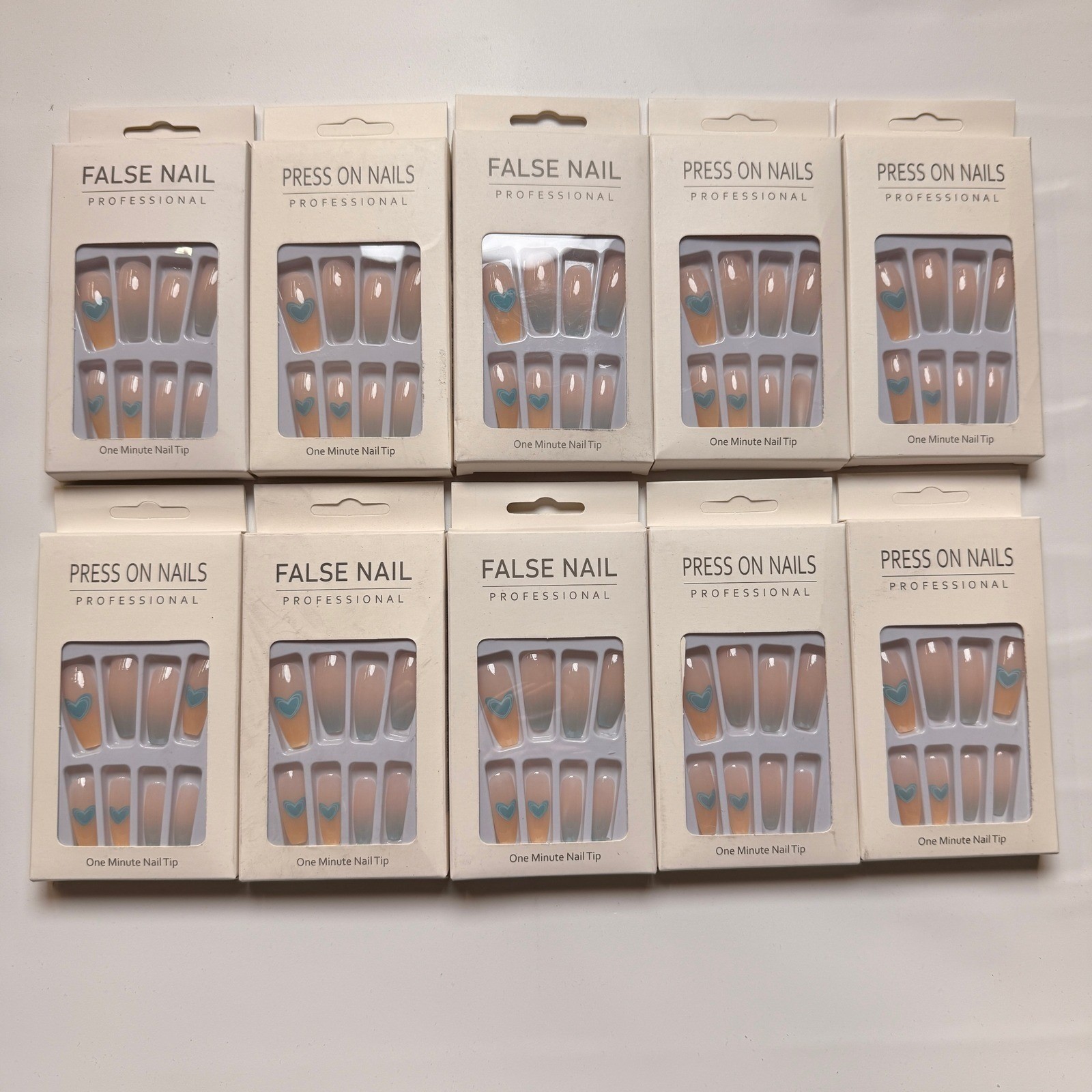 Lot of 10 Pack of 24 New False Press On Nails Assorted Designs and Colors №N50