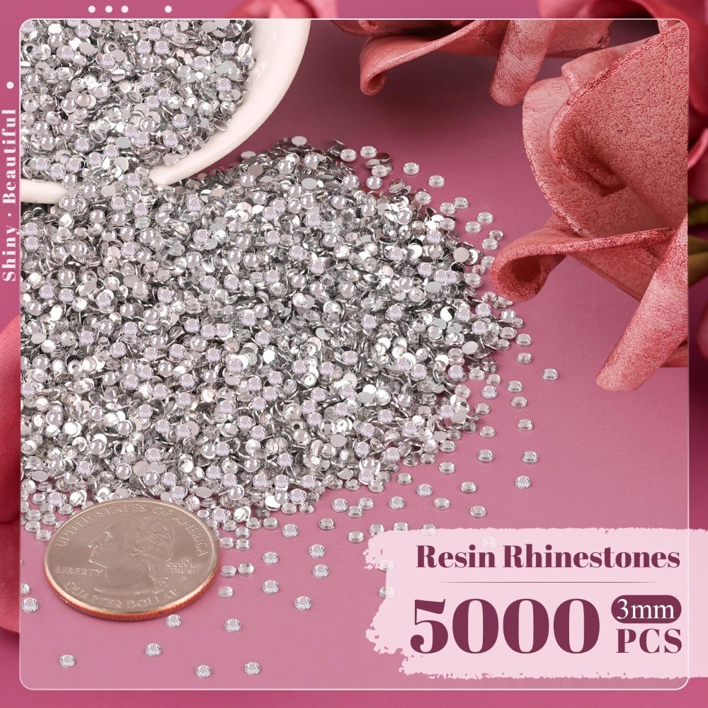 5000PCS Clear 3mm Resin Rhinestones Flatback Crystals for Crafts DIY Nail Art
