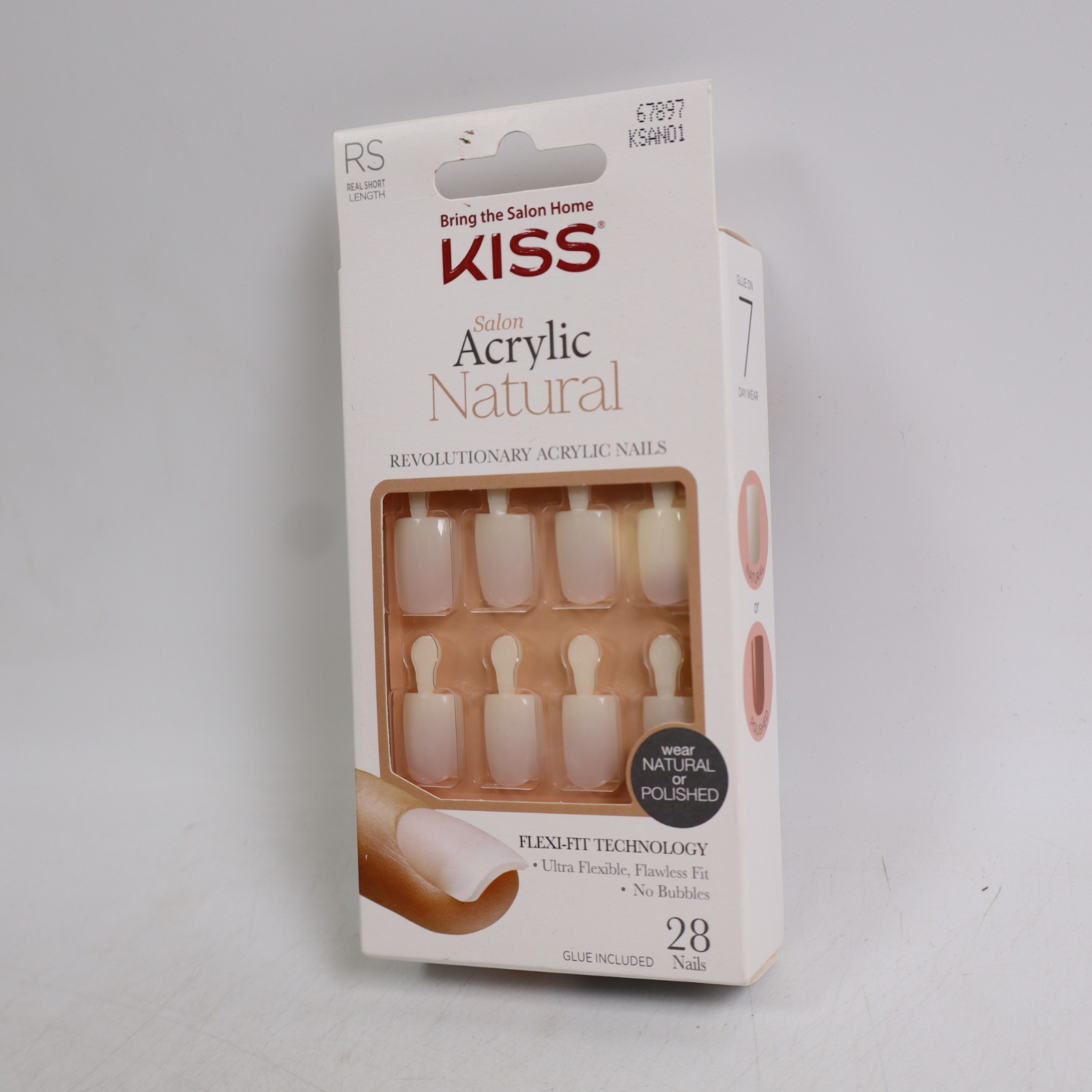 2 PACK KISS Salon Acrylic Natural Press-On Nails 28Ct, Real Short KSAN01 67897