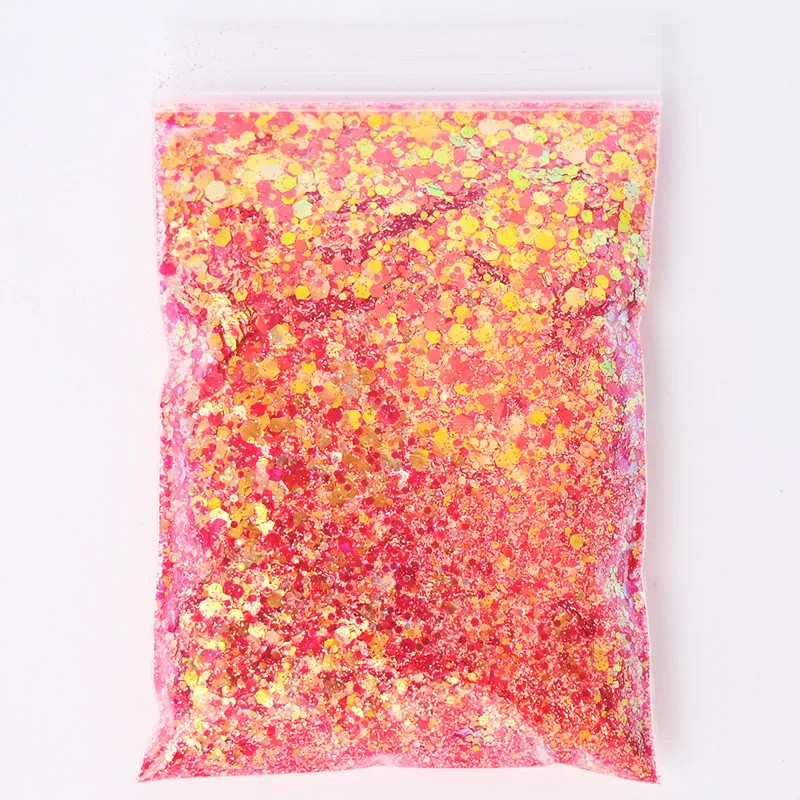 50G/Bag Holographic Mixed Hexagon Shape Chunky Nail Glitter Sequins Sparkly